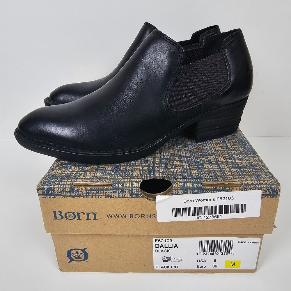 Born Women's F52103 Black Dallia Ankle Boots Shoes Chelsea Booties Size 8 M